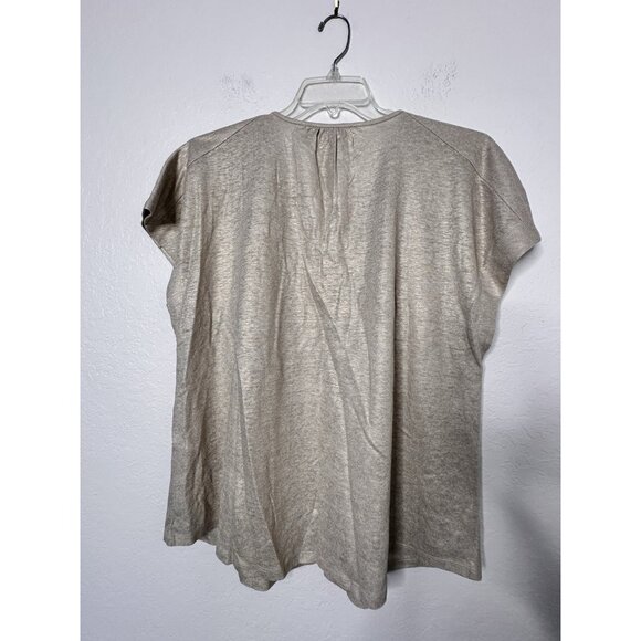 CHICO'S Women's Beige Metallic Cap Sleeve Tee Top Size 4 US XXL - Picture 5 of 8